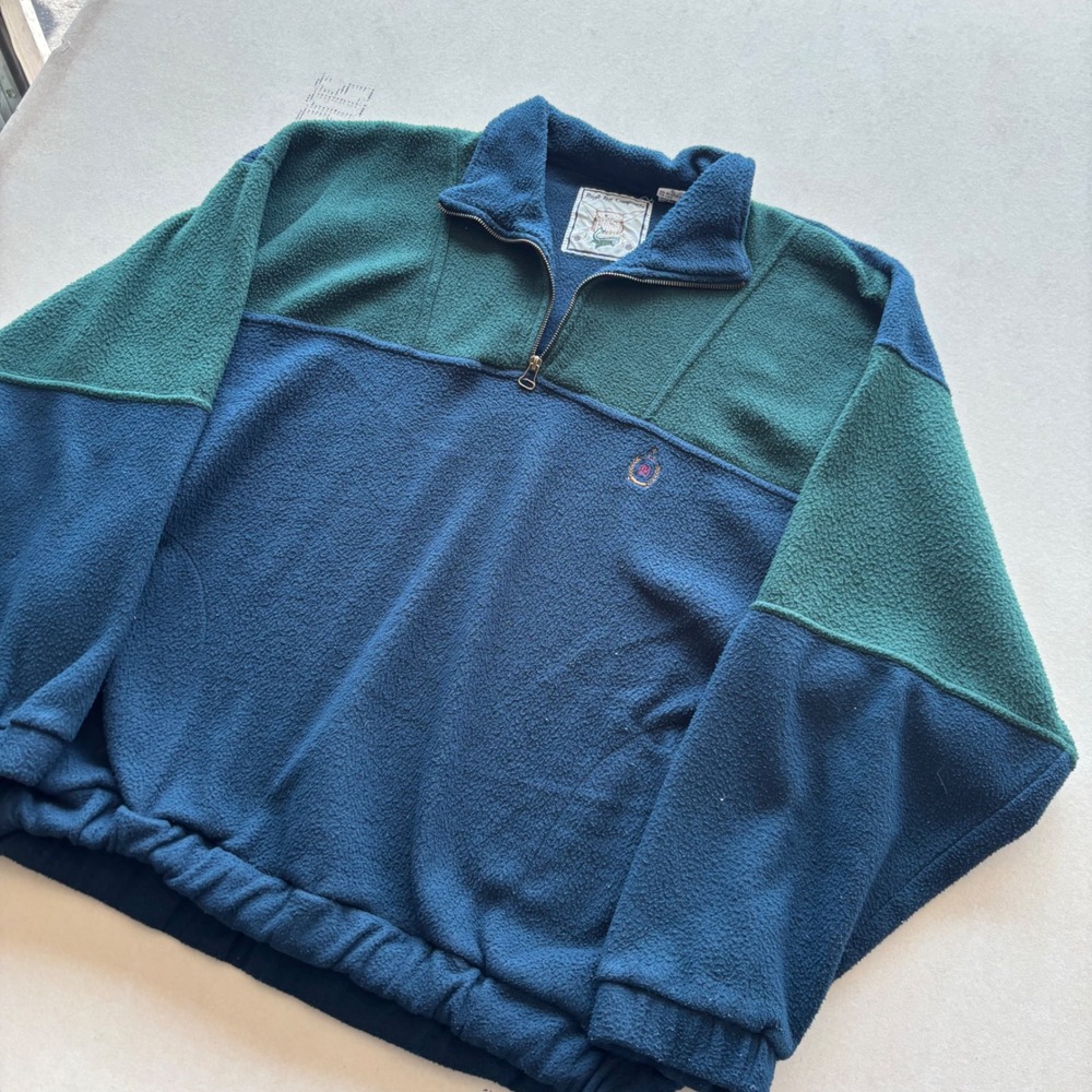 Vintage 90s Bugle Boy Quarter Zip Fleece Pullover Sweater
